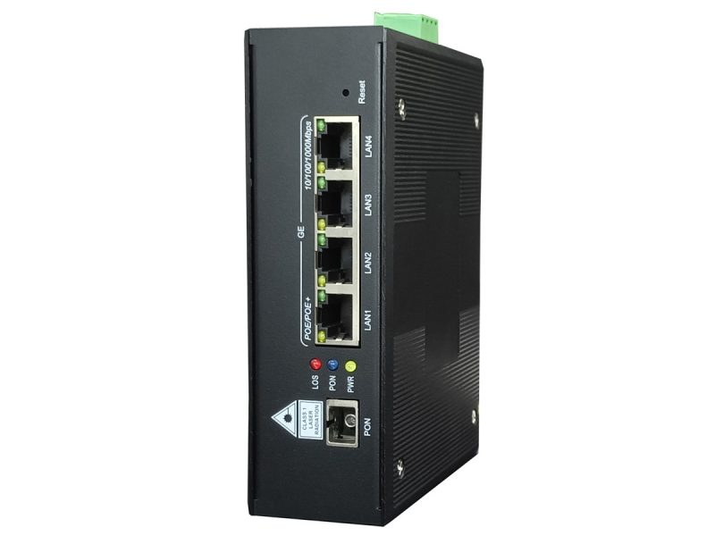 恒申IEP1400E-X DIN导轨工业级4口千兆ONU 铝合金